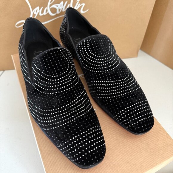 Christian Louboutin Dandy Chick Orlato Flat VelvetLoafer Shoe with Crystal Inlay - Picture 1 of 16